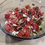 Watermelon Cucumber Salad with Feta and Hot Honey