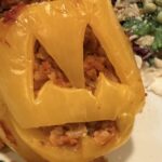 Spooky Stuffed Peppers with Ground Chicken